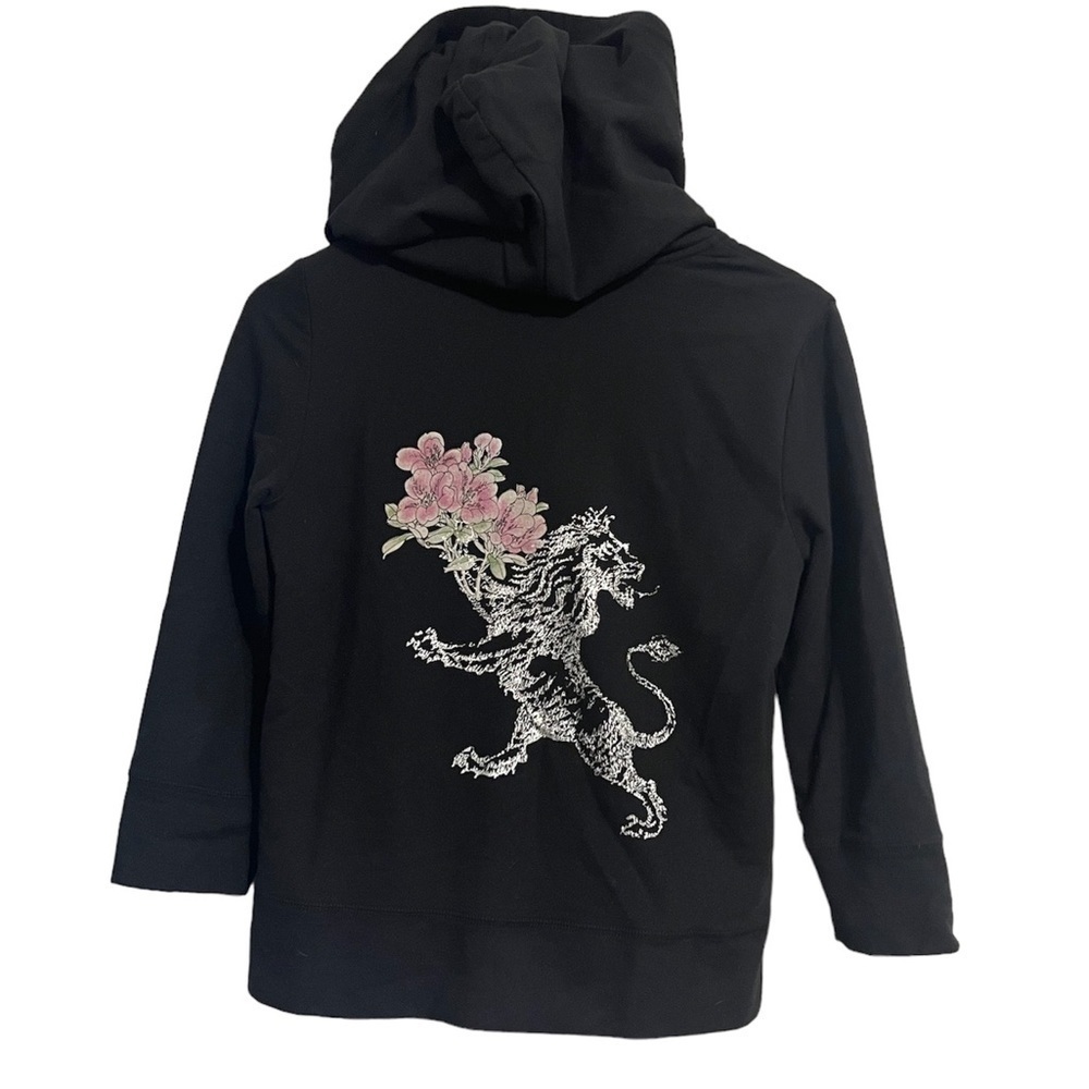 Y2K Style Express Lion Metallic Gloral Zip Up 3/4 sleeve sweatshirt Medium